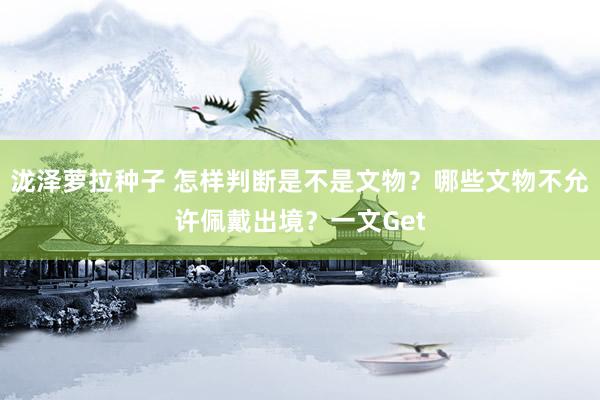 泷泽萝拉种子 怎样判断是不是文物？哪些文物不允许佩戴出境？一文Get