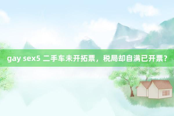 gay sex5 二手车未开拓票，税局却自满已开票？