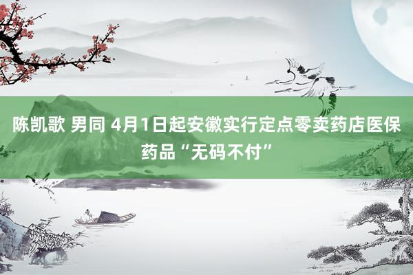 陈凯歌 男同 4月1日起安徽实行定点零卖药店医保药品“无码不付”