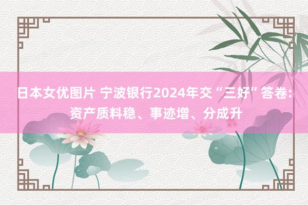 日本女优图片 宁波银行2024年交“三好”答卷: 资产质料稳、事迹增、分成升