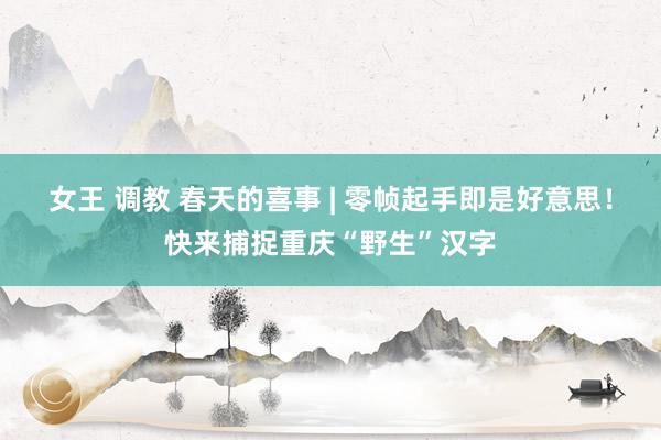 女王 调教 春天的喜事 | 零帧起手即是好意思！快来捕捉重庆“野生”汉字