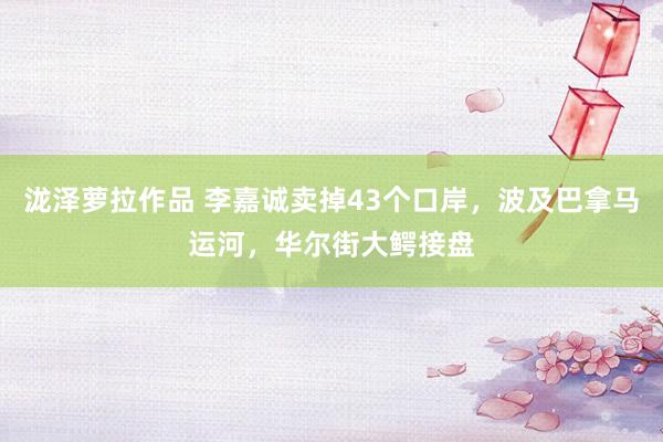 泷泽萝拉作品 李嘉诚卖掉43个口岸，波及巴拿马运河，华尔街大鳄接盘